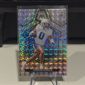 🔥 2024 Terrion Arnold Panini Mosaic Silver Prizm Rookie Card. Mint condition